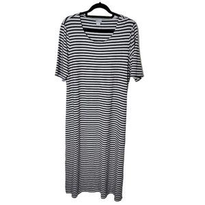 Chico's Woman's striped Shirt Sleeve Maxi Dress Size 2 (12/14)